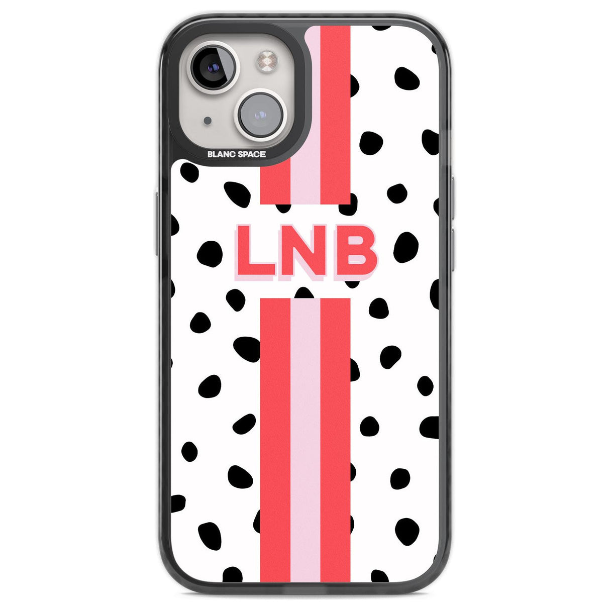 Personalised Polka & Pink Stripe Custom Phone Case iPhone 12 / Black Impact Case,iPhone 13 / Black Impact Case,iPhone 12 Pro / Black Impact Case,iPhone 14 / Black Impact Case,iPhone 15 Plus / Black Impact Case,iPhone 15 / Black Impact Case Blanc Space