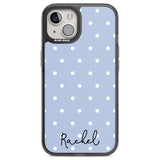 Personalised Simple Light Blue Dots Custom Phone Case iPhone 12 / Black Impact Case,iPhone 13 / Black Impact Case,iPhone 12 Pro / Black Impact Case,iPhone 14 / Black Impact Case,iPhone 15 Plus / Black Impact Case,iPhone 15 / Black Impact Case Blanc Space