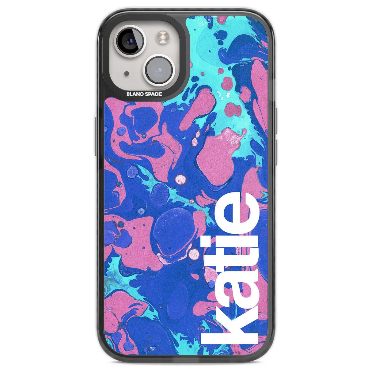 Personalised Navy, Turquoise + Purple - Marbled Custom Phone Case iPhone 12 / Black Impact Case,iPhone 13 / Black Impact Case,iPhone 12 Pro / Black Impact Case,iPhone 14 / Black Impact Case,iPhone 15 Plus / Black Impact Case,iPhone 15 / Black Impact Case Blanc Space