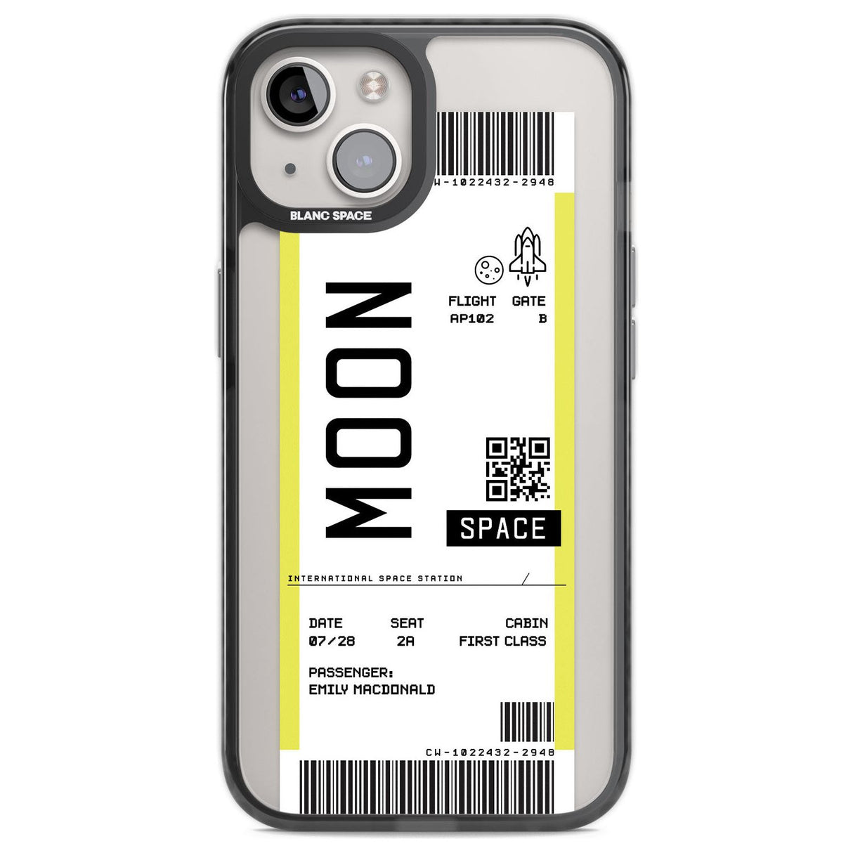 Personalised Moon Space Travel Ticket Custom Phone Case iPhone 12 / Black Impact Case,iPhone 13 / Black Impact Case,iPhone 12 Pro / Black Impact Case,iPhone 14 / Black Impact Case,iPhone 15 Plus / Black Impact Case,iPhone 15 / Black Impact Case Blanc Space