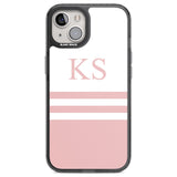 Personalised Minimal Pink Stripes & Initials Custom Phone Case iPhone 12 / Black Impact Case,iPhone 13 / Black Impact Case,iPhone 12 Pro / Black Impact Case,iPhone 14 / Black Impact Case,iPhone 15 Plus / Black Impact Case,iPhone 15 / Black Impact Case Blanc Space