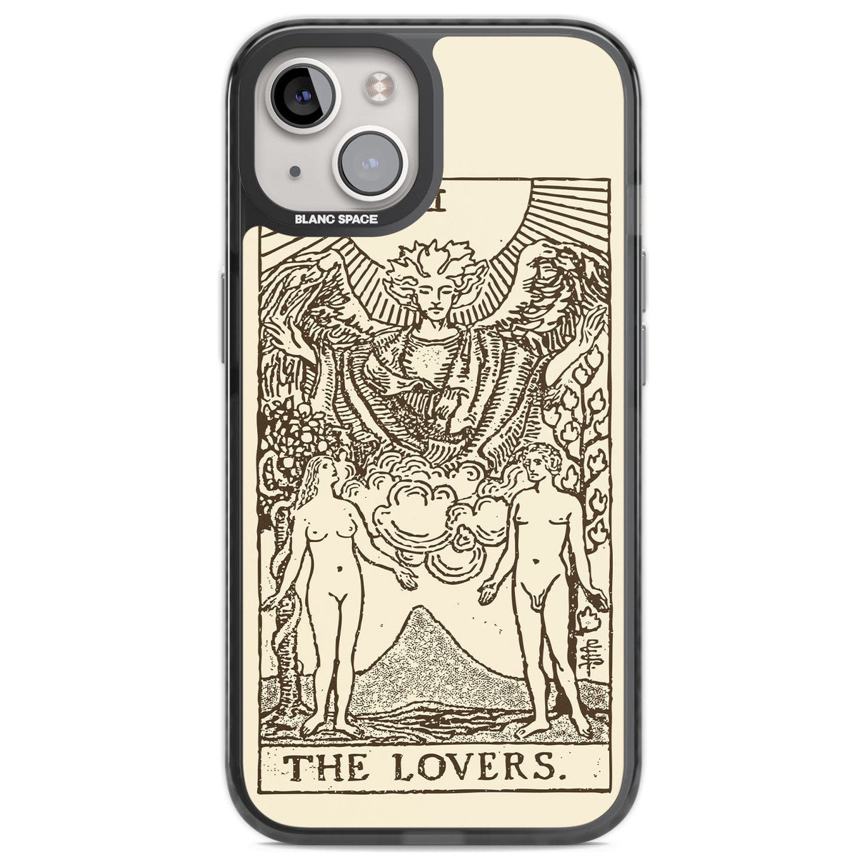 Personalised The Lovers Tarot Card - Solid Cream Custom Phone Case iPhone 12 / Black Impact Case,iPhone 13 / Black Impact Case,iPhone 12 Pro / Black Impact Case,iPhone 14 / Black Impact Case,iPhone 15 Plus / Black Impact Case,iPhone 15 / Black Impact Case Blanc Space