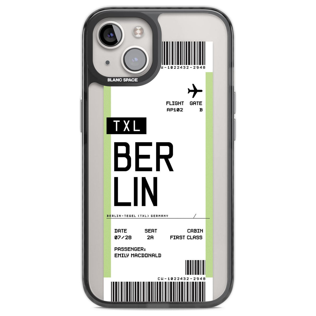 Personalised Berlin Boarding Pass Custom Phone Case iPhone 12 / Black Impact Case,iPhone 13 / Black Impact Case,iPhone 12 Pro / Black Impact Case,iPhone 14 / Black Impact Case,iPhone 15 Plus / Black Impact Case,iPhone 15 / Black Impact Case Blanc Space