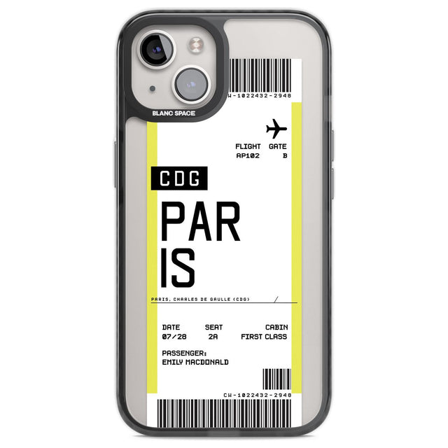 Personalised Paris Boarding Pass Custom Phone Case iPhone 12 / Black Impact Case,iPhone 13 / Black Impact Case,iPhone 12 Pro / Black Impact Case,iPhone 14 / Black Impact Case,iPhone 15 Plus / Black Impact Case,iPhone 15 / Black Impact Case Blanc Space