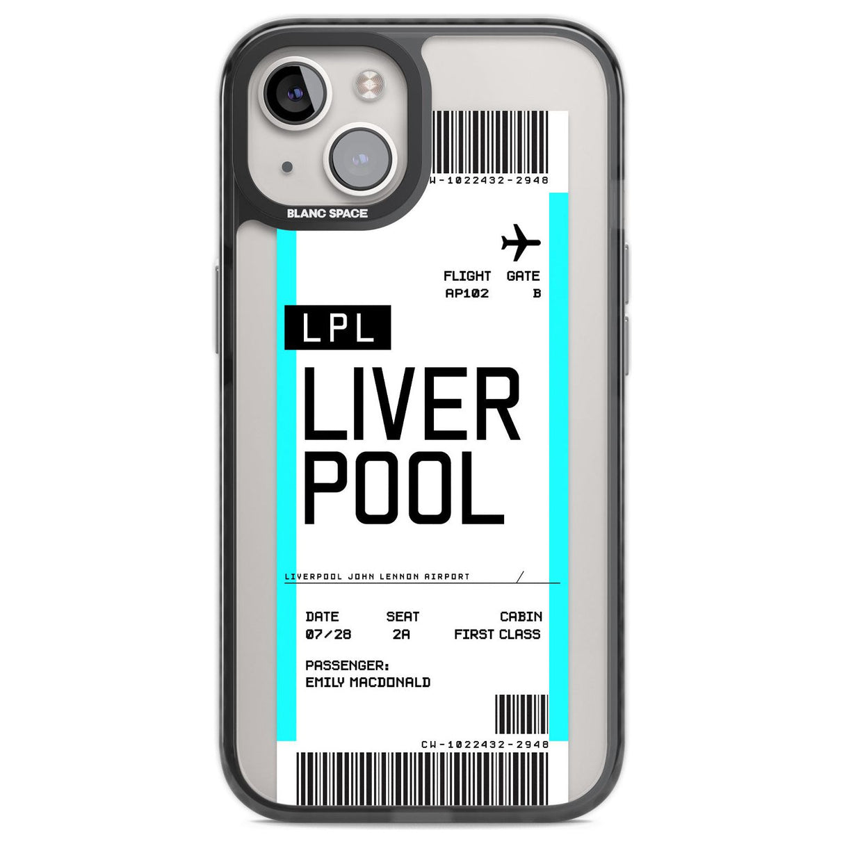 Personalised Liverpool Boarding Pass Custom Phone Case iPhone 12 / Black Impact Case,iPhone 13 / Black Impact Case,iPhone 12 Pro / Black Impact Case,iPhone 14 / Black Impact Case,iPhone 15 Plus / Black Impact Case,iPhone 15 / Black Impact Case Blanc Space