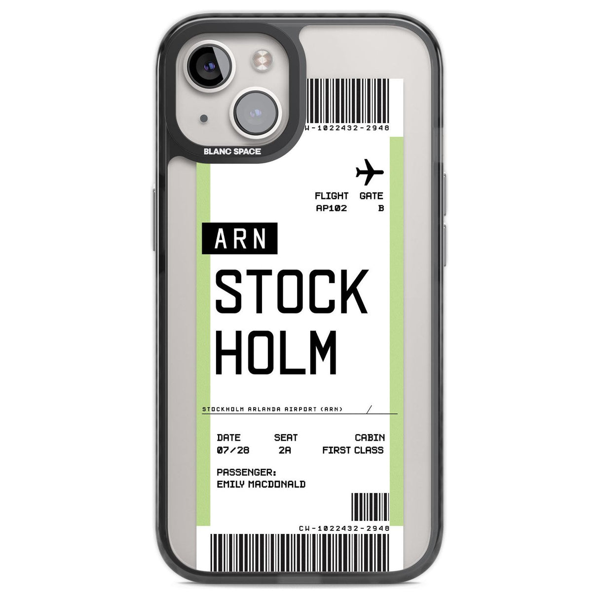 Personalised Stockholm Boarding Pass Custom Phone Case iPhone 12 / Black Impact Case,iPhone 13 / Black Impact Case,iPhone 12 Pro / Black Impact Case,iPhone 14 / Black Impact Case,iPhone 15 Plus / Black Impact Case,iPhone 15 / Black Impact Case Blanc Space