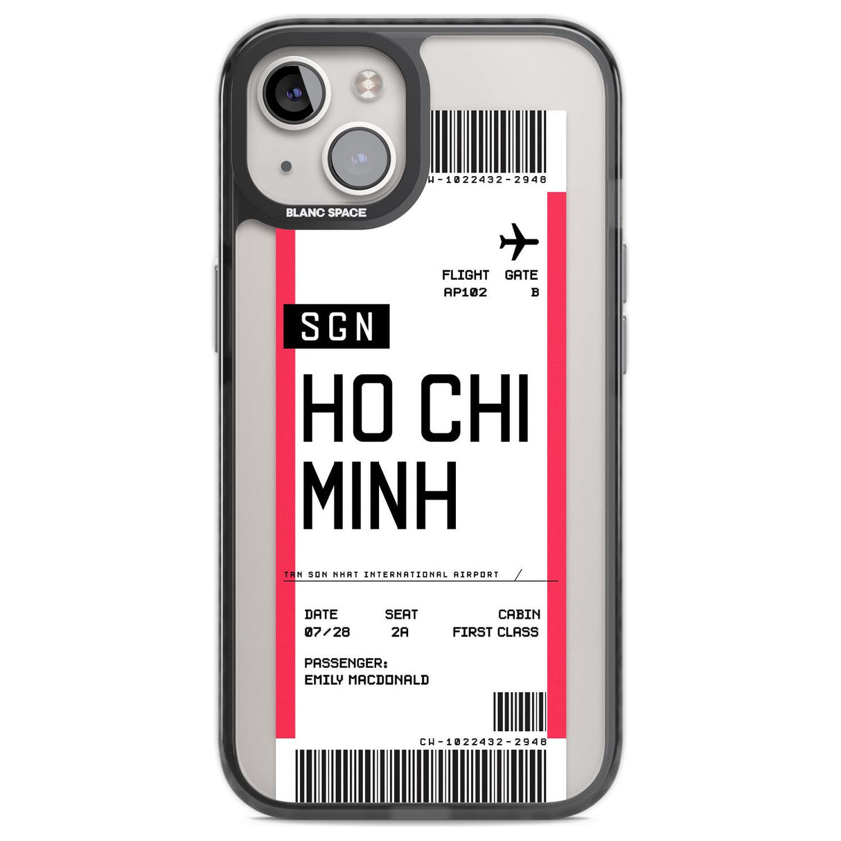 Personalised Ho Chi Minh City Boarding Pass Custom Phone Case iPhone 12 / Black Impact Case,iPhone 13 / Black Impact Case,iPhone 12 Pro / Black Impact Case,iPhone 14 / Black Impact Case,iPhone 15 Plus / Black Impact Case,iPhone 15 / Black Impact Case Blanc Space