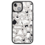 Cartoon Cat Collage - Black & White Phone Case iPhone 12 / Black Impact Case,iPhone 13 / Black Impact Case,iPhone 12 Pro / Black Impact Case,iPhone 14 / Black Impact Case,iPhone 15 Plus / Black Impact Case,iPhone 15 / Black Impact Case Blanc Space