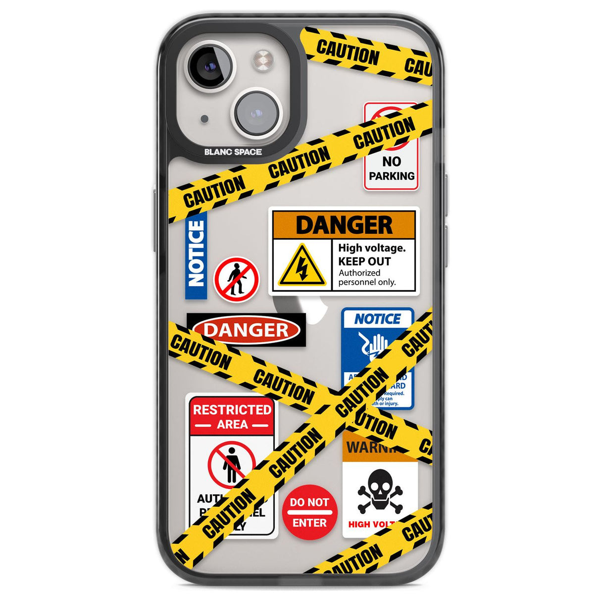 CAUTION Phone Case iPhone 12 / Black Impact Case,iPhone 13 / Black Impact Case,iPhone 12 Pro / Black Impact Case,iPhone 14 / Black Impact Case,iPhone 15 Plus / Black Impact Case,iPhone 15 / Black Impact Case Blanc Space