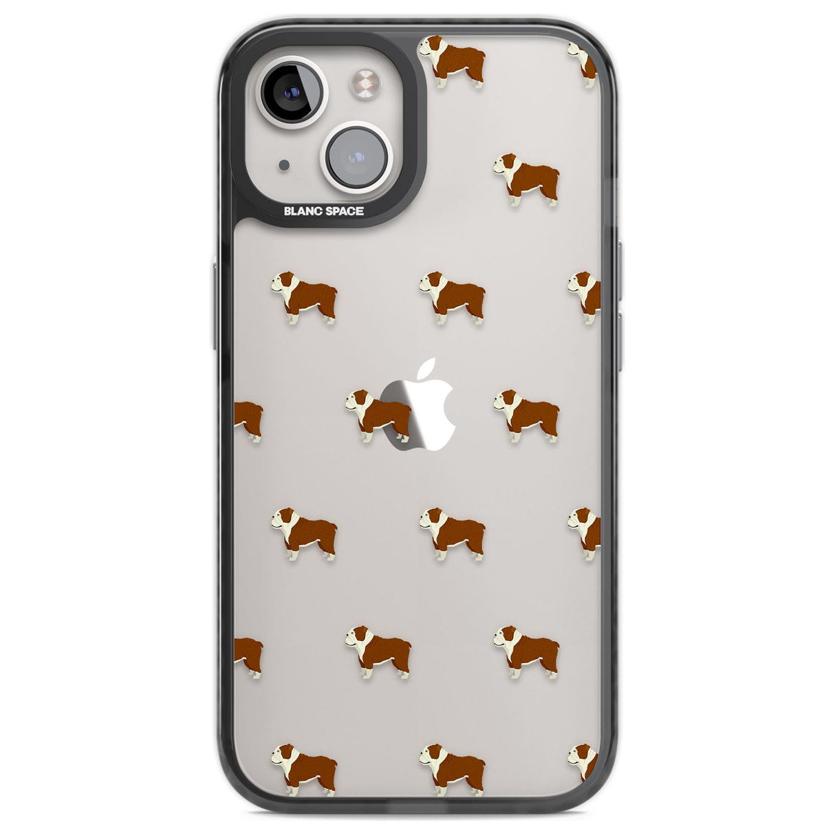 English Bulldog Dog Pattern Clear Phone Case iPhone 12 / Black Impact Case,iPhone 13 / Black Impact Case,iPhone 12 Pro / Black Impact Case,iPhone 14 / Black Impact Case,iPhone 15 Plus / Black Impact Case,iPhone 15 / Black Impact Case Blanc Space