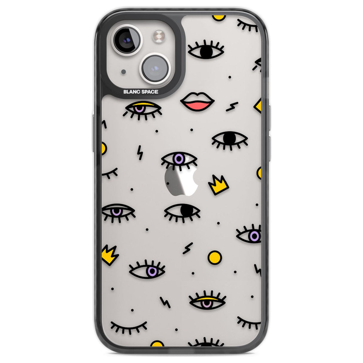 Eyes & Lips Icons Phone Case iPhone 12 / Black Impact Case,iPhone 13 / Black Impact Case,iPhone 12 Pro / Black Impact Case,iPhone 14 / Black Impact Case,iPhone 15 Plus / Black Impact Case,iPhone 15 / Black Impact Case Blanc Space