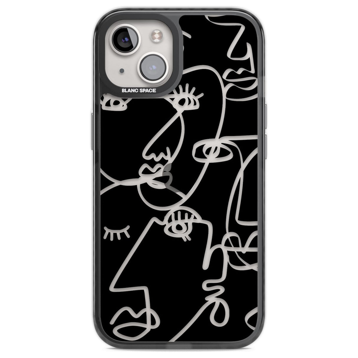 Abstract Continuous Line Faces Clear on Black Phone Case iPhone 12 / Black Impact Case,iPhone 13 / Black Impact Case,iPhone 12 Pro / Black Impact Case,iPhone 14 / Black Impact Case,iPhone 15 Plus / Black Impact Case,iPhone 15 / Black Impact Case Blanc Space