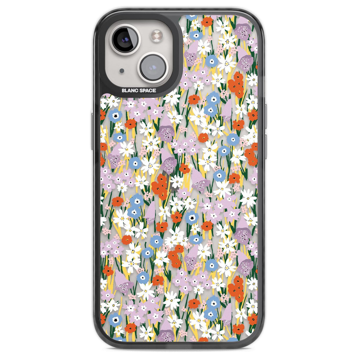 Energetic Floral Mix: Transparent Phone Case iPhone 12 / Black Impact Case,iPhone 13 / Black Impact Case,iPhone 12 Pro / Black Impact Case,iPhone 14 / Black Impact Case,iPhone 15 Plus / Black Impact Case,iPhone 15 / Black Impact Case Blanc Space