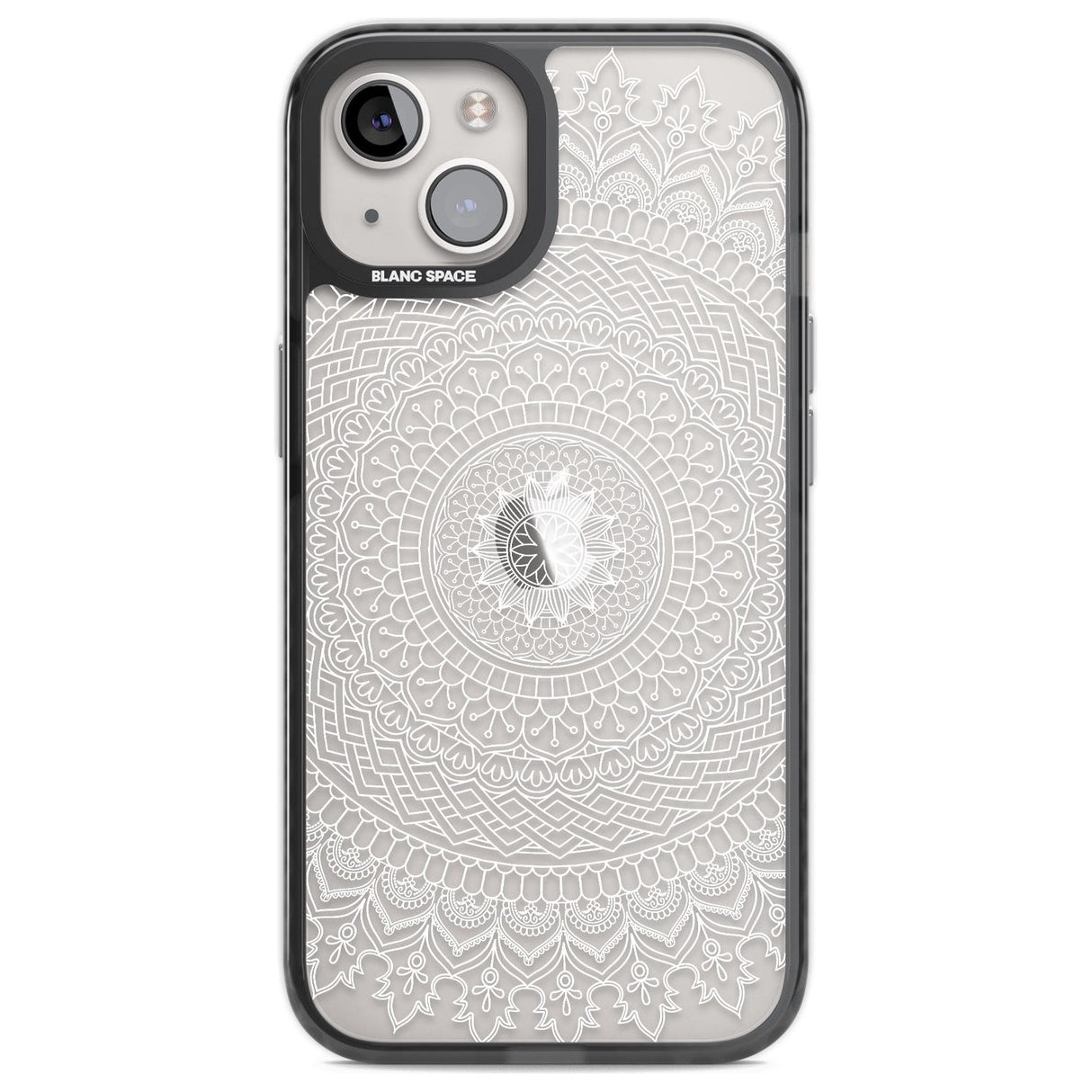 Large White Mandala Design Phone Case iPhone 12 / Black Impact Case,iPhone 13 / Black Impact Case,iPhone 12 Pro / Black Impact Case,iPhone 14 / Black Impact Case,iPhone 15 Plus / Black Impact Case,iPhone 15 / Black Impact Case Blanc Space