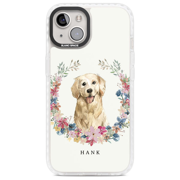 Personalised Golden Retriever Floral Portrait