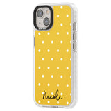 Personalised Yellow Polka Dot Custom Phone Case iPhone 15 Pro Max / Black Impact Case,iPhone 15 Plus / Black Impact Case,iPhone 15 Pro / Black Impact Case,iPhone 15 / Black Impact Case,iPhone 15 Pro Max / Impact Case,iPhone 15 Plus / Impact Case,iPhone 15 Pro / Impact Case,iPhone 15 / Impact Case,iPhone 15 Pro Max / Magsafe Black Impact Case,iPhone 15 Plus / Magsafe Black Impact Case,iPhone 15 Pro / Magsafe Black Impact Case,iPhone 15 / Magsafe Black Impact Case,iPhone 14 Pro Max / Black Impact Case,iPhone 