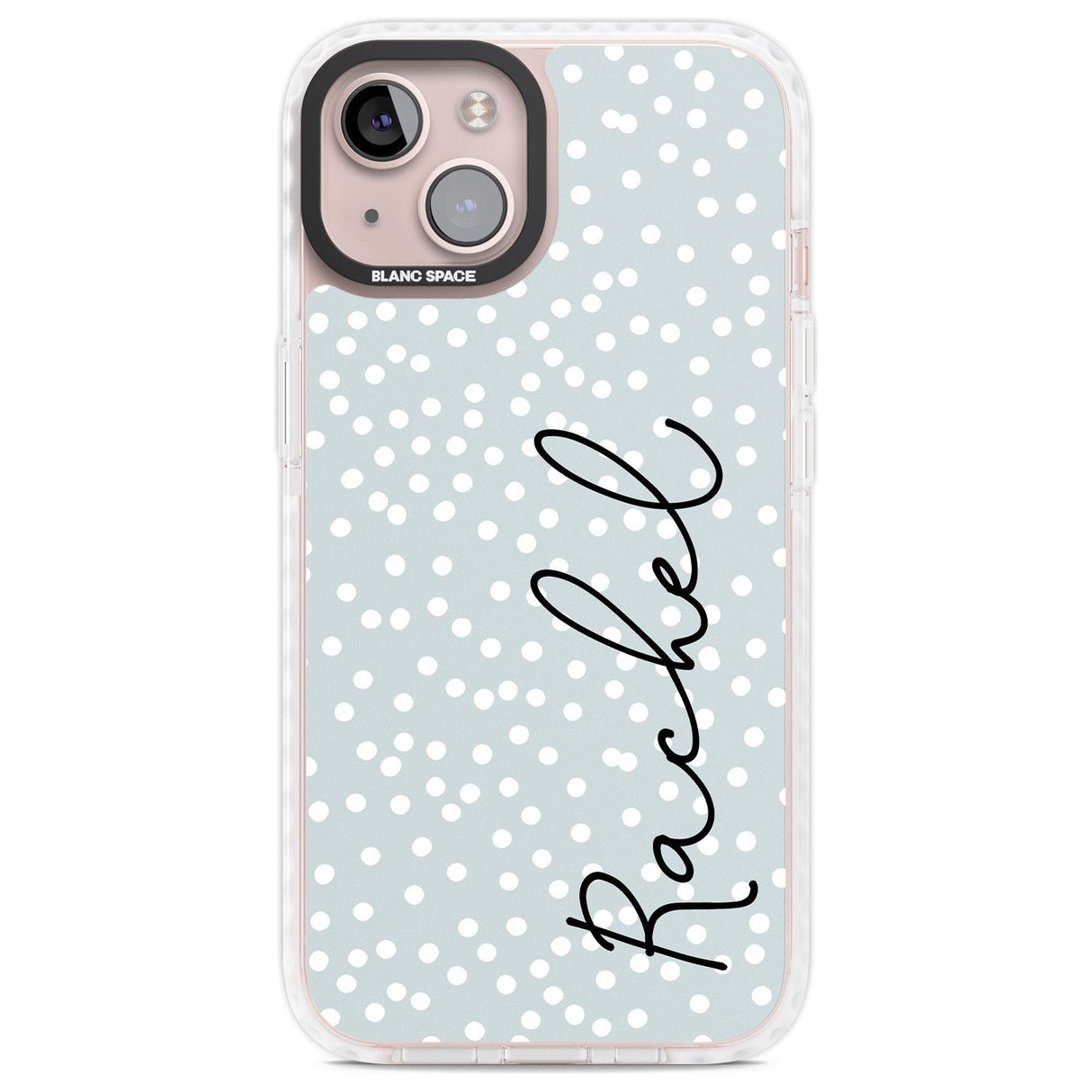 Personalised Vertical Cursive & Dots Custom Phone Case iPhone 13 / Impact Case,iPhone 14 / Impact Case,iPhone 15 Plus / Impact Case,iPhone 15 / Impact Case Blanc Space