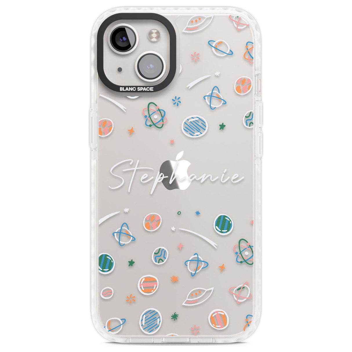 Personalised Space Pattern White Custom Phone Case iPhone 13 / Impact Case,iPhone 14 / Impact Case,iPhone 15 Plus / Impact Case,iPhone 15 / Impact Case Blanc Space