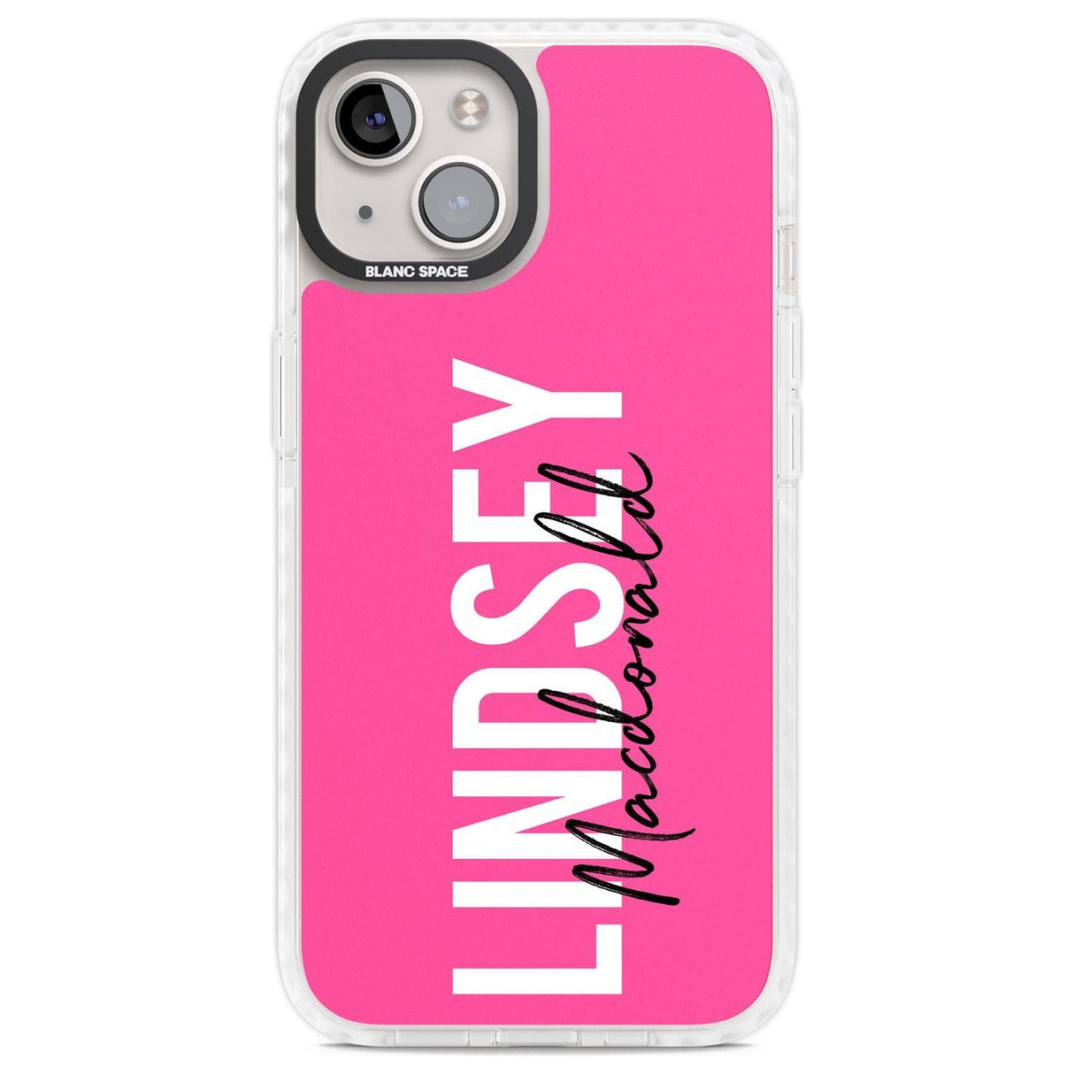 Personalised Bold Name: Pink Custom Phone Case iPhone 13 / Impact Case,iPhone 14 / Impact Case,iPhone 15 Plus / Impact Case,iPhone 15 / Impact Case Blanc Space