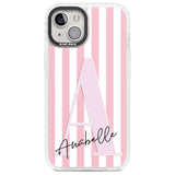 Personalised Pink Stripes & Large Monogram Custom Phone Case iPhone 13 / Impact Case,iPhone 14 / Impact Case,iPhone 15 Plus / Impact Case,iPhone 15 / Impact Case Blanc Space