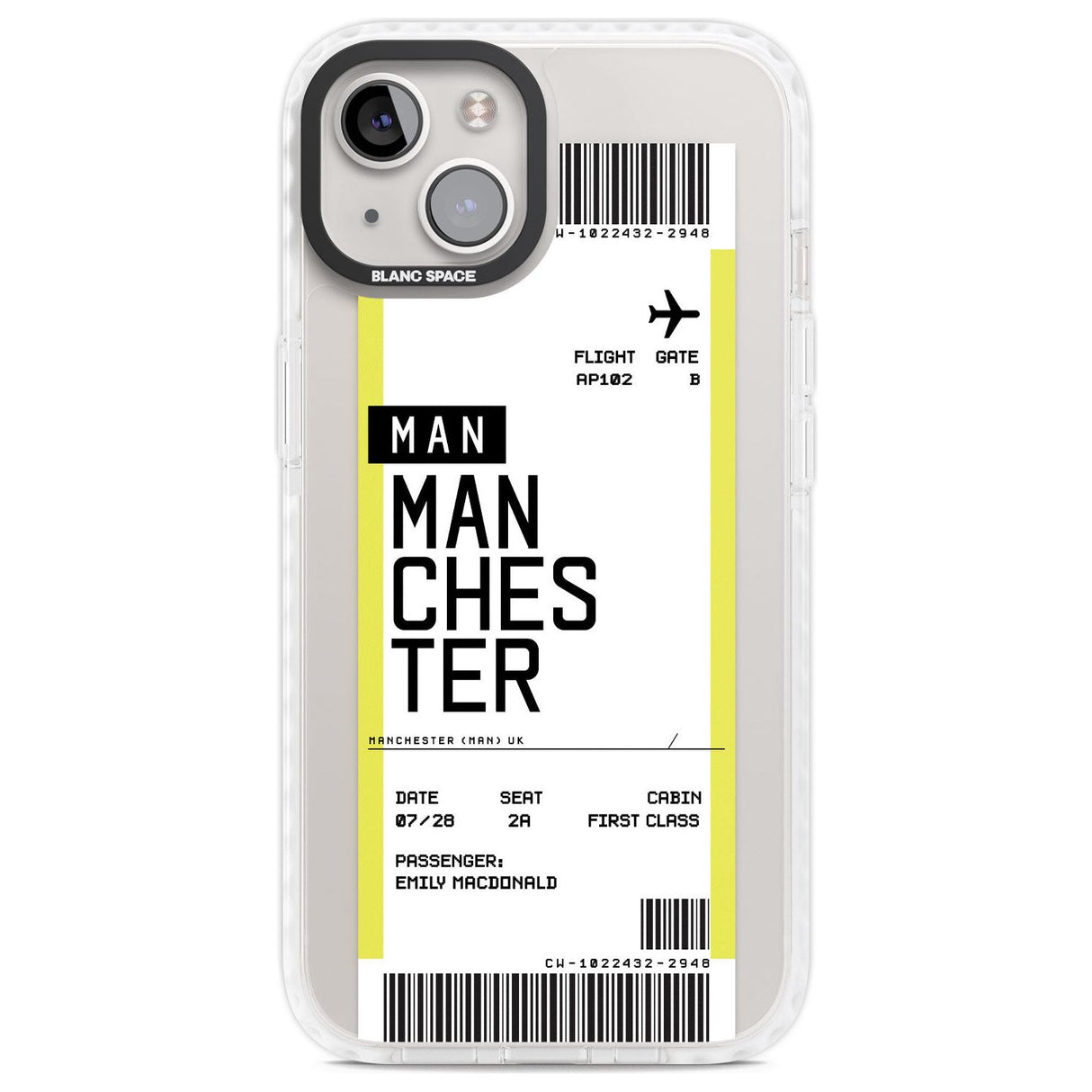 Personalised Manchester Boarding Pass Custom Phone Case iPhone 13 / Impact Case,iPhone 14 / Impact Case,iPhone 15 Plus / Impact Case,iPhone 15 / Impact Case Blanc Space