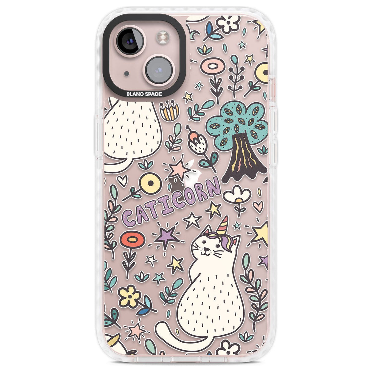 Caticorn pattern Phone Case iPhone 13 / Impact Case,iPhone 14 / Impact Case,iPhone 15 / Impact Case,iPhone 15 Plus / Impact Case Blanc Space