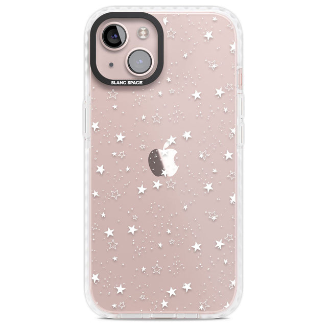 White Stars on Clear Phone Case for iPhone 14