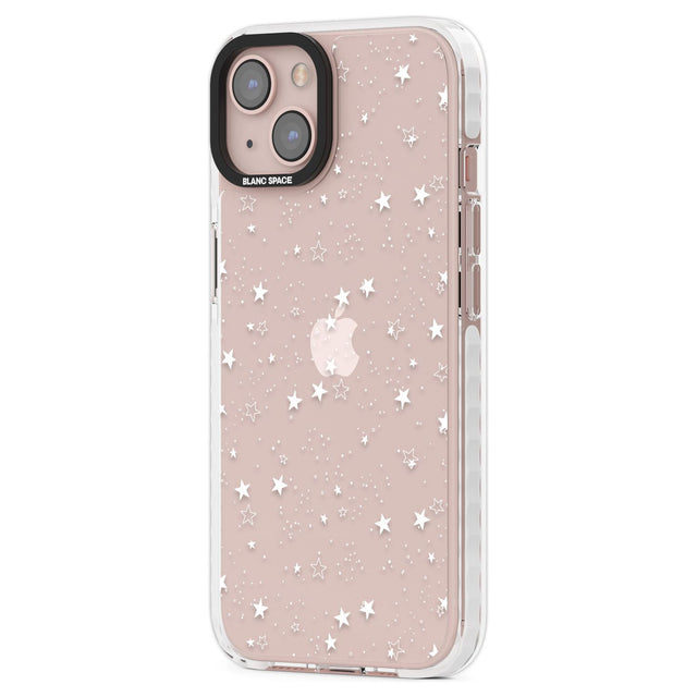 White Stars on Clear Phone Case for iPhone 14