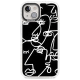 Abstract Continuous Line Faces White on Black Phone Case iPhone 13 / Impact Case,iPhone 14 / Impact Case,iPhone 15 Plus / Impact Case,iPhone 15 / Impact Case Blanc Space