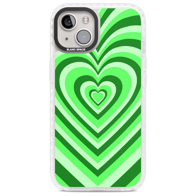 Green Heart Illusion Phone Case iPhone 13 / Impact Case,iPhone 14 / Impact Case,iPhone 15 Plus / Impact Case,iPhone 15 / Impact Case Blanc Space