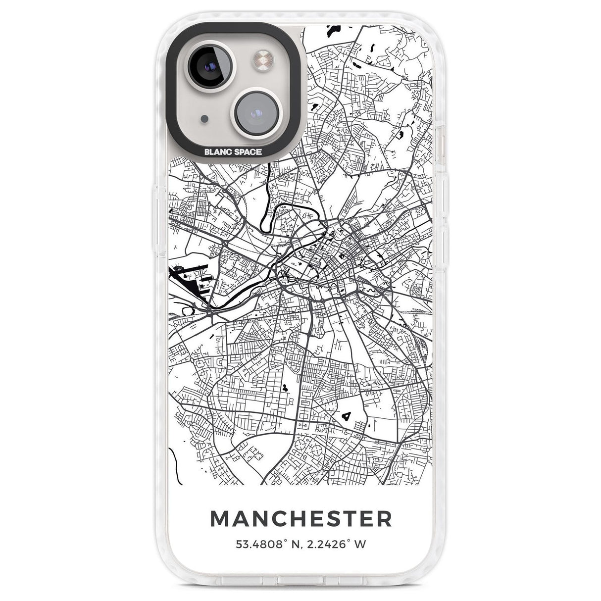 Map of Manchester, England Phone Case iPhone 13 / Impact Case,iPhone 14 / Impact Case,iPhone 15 Plus / Impact Case,iPhone 15 / Impact Case Blanc Space