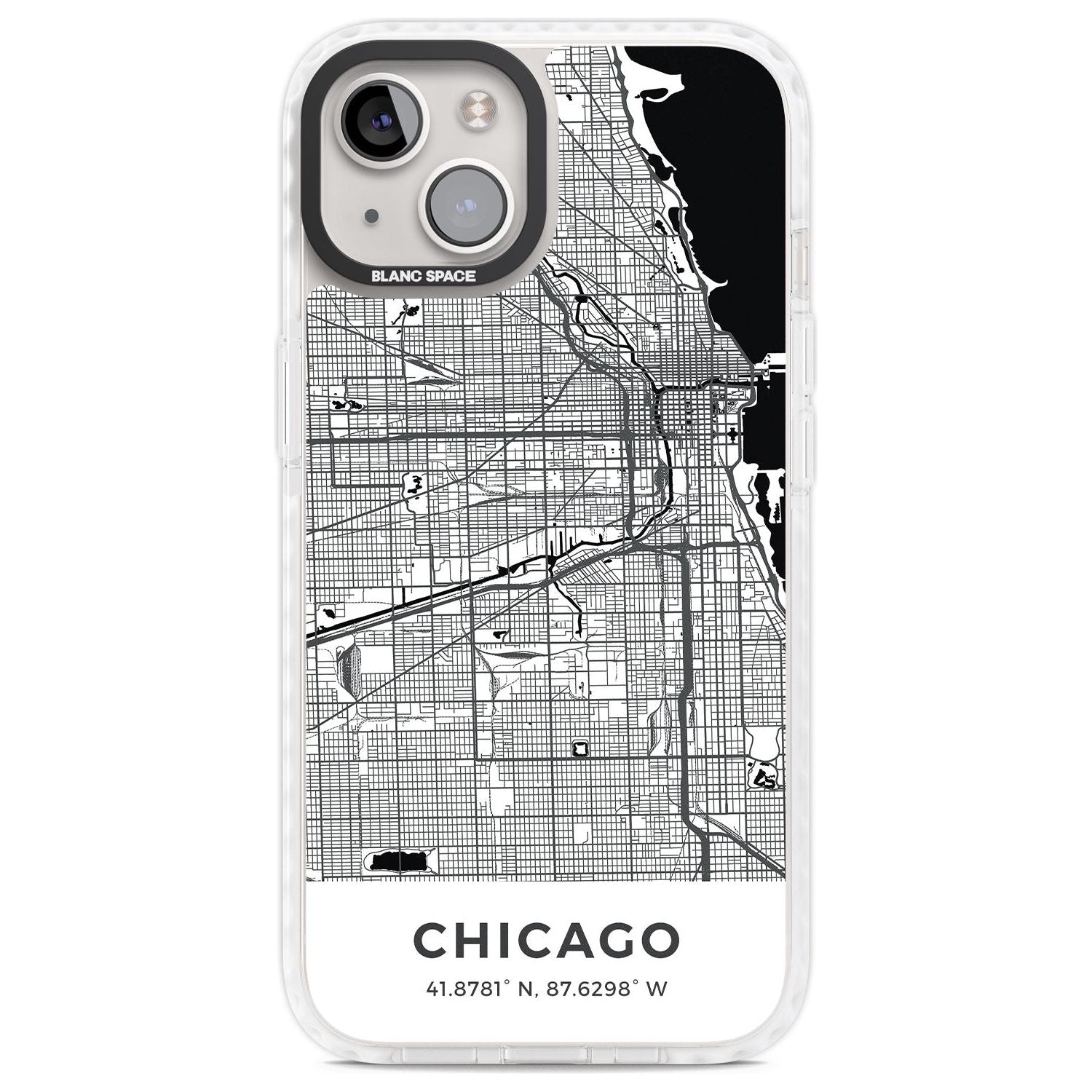 Map of Chicago, Illinois Phone Case iPhone 13 / Impact Case,iPhone 14 / Impact Case,iPhone 15 Plus / Impact Case,iPhone 15 / Impact Case Blanc Space