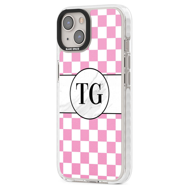 Personalised Monogrammed Pink Check Phone Case iPhone 15 Pro Max / Black Impact Case,iPhone 15 Plus / Black Impact Case,iPhone 15 Pro / Black Impact Case,iPhone 15 / Black Impact Case,iPhone 15 Pro Max / Impact Case,iPhone 15 Plus / Impact Case,iPhone 15 Pro / Impact Case,iPhone 15 / Impact Case,iPhone 15 Pro Max / Magsafe Black Impact Case,iPhone 15 Plus / Magsafe Black Impact Case,iPhone 15 Pro / Magsafe Black Impact Case,iPhone 15 / Magsafe Black Impact Case,iPhone 14 Pro Max / Black Impact Case,iPhone 1