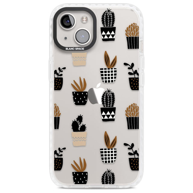 Large Mixed Plants Pattern - Clear Phone Case iPhone 13 / Impact Case,iPhone 14 / Impact Case,iPhone 15 / Impact Case,iPhone 15 Plus / Impact Case Blanc Space