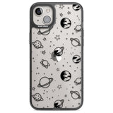 Cosmic Outer Space Design Black on Clear Phone Case iPhone 14 Plus / Black Impact Case Blanc Space