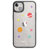 Personalised Cute Cartoon Planets (Clear) Phone Case iPhone 14 Plus / Black Impact Case Blanc Space