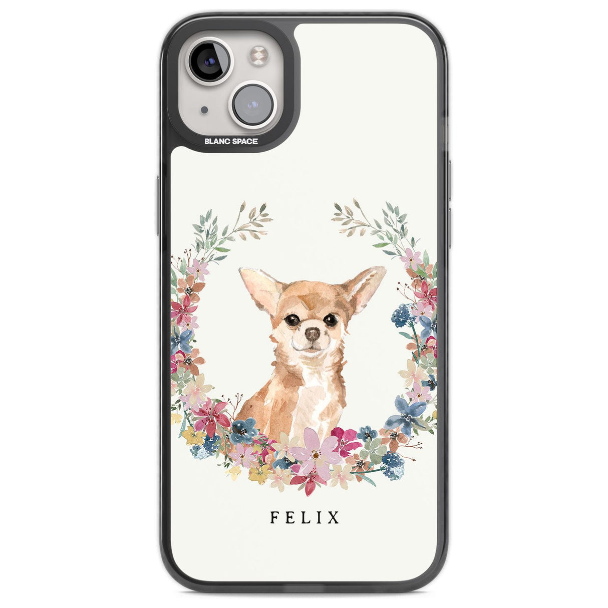 Personalised Chihuahua - Watercolour Dog Portrait Custom Phone Case iPhone 14 Plus / Black Impact Case Blanc Space