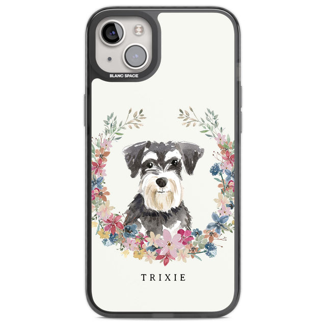 Personalised Miniature Schnauzer - Watercolour Dog Portrait Custom Phone Case iPhone 14 Plus / Black Impact Case Blanc Space