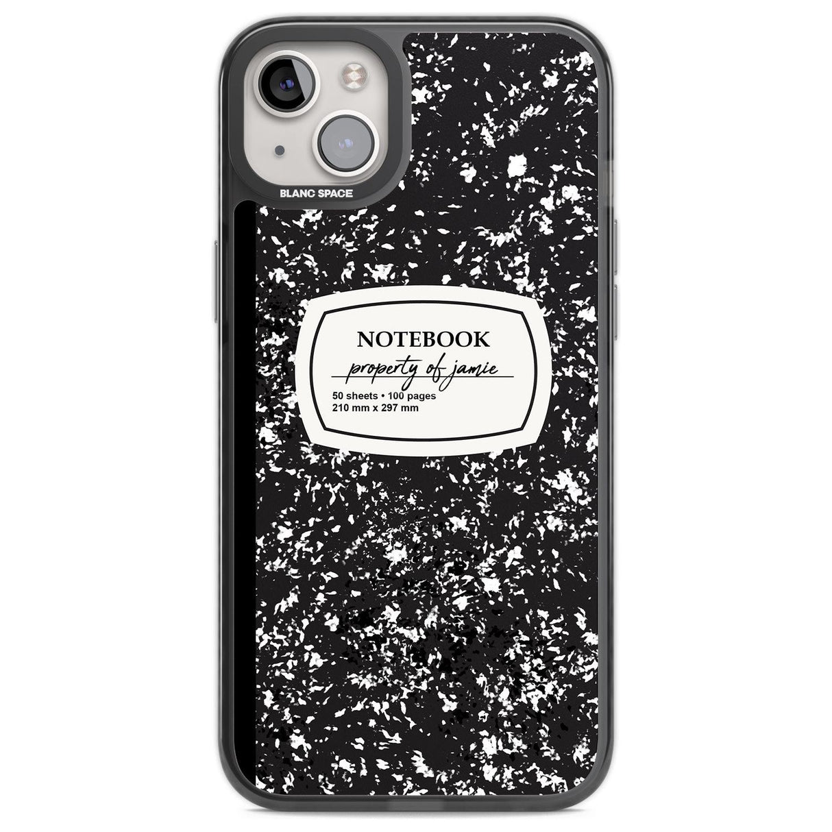 Personalised Notebook Cover Custom Phone Case iPhone 14 Plus / Black Impact Case Blanc Space