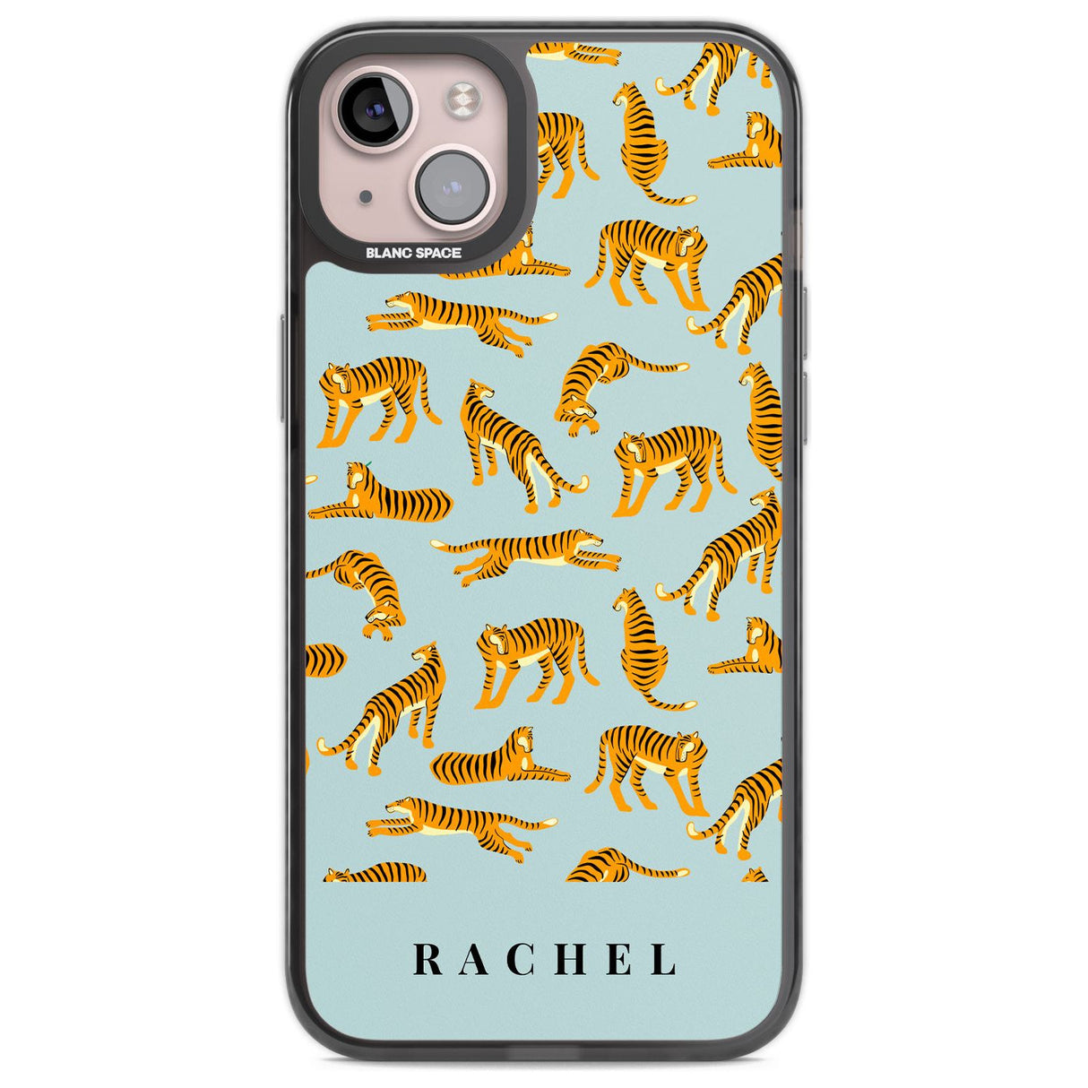 Personalised Tiger Pattern: Turquoise Blue Custom Phone Case iPhone 14 Plus / Black Impact Case Blanc Space