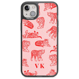 Personalised Red Tiger Outlines on Pink Custom Phone Case iPhone 14 Plus / Black Impact Case Blanc Space