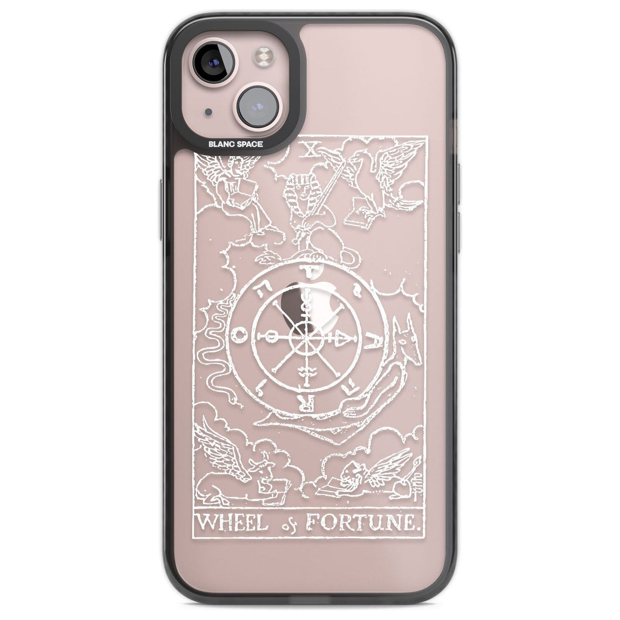 Personalised Wheel of Fortune Tarot Card - White Transparent Custom Phone Case iPhone 14 Plus / Black Impact Case Blanc Space