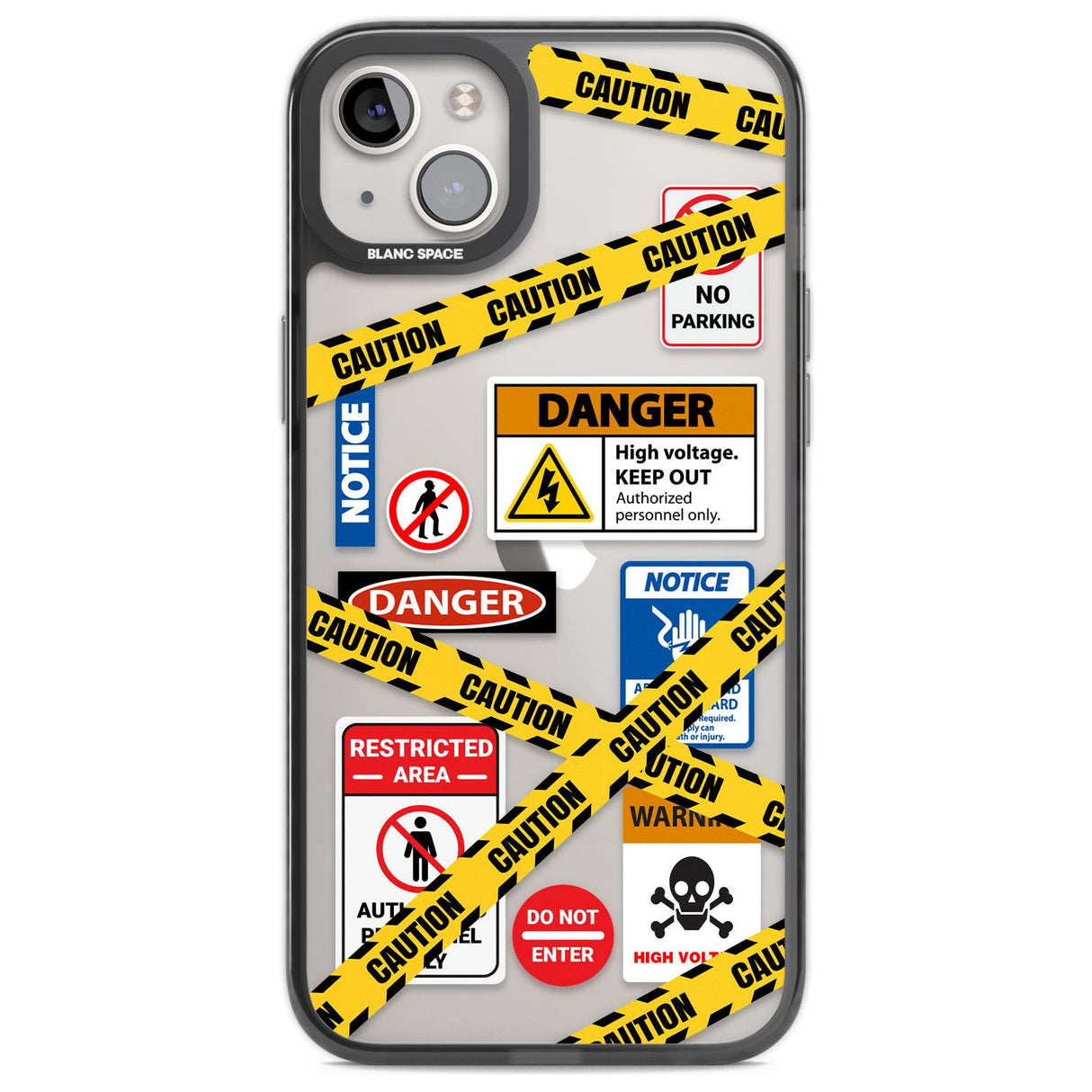 CAUTION Phone Case iPhone 14 Plus / Black Impact Case Blanc Space