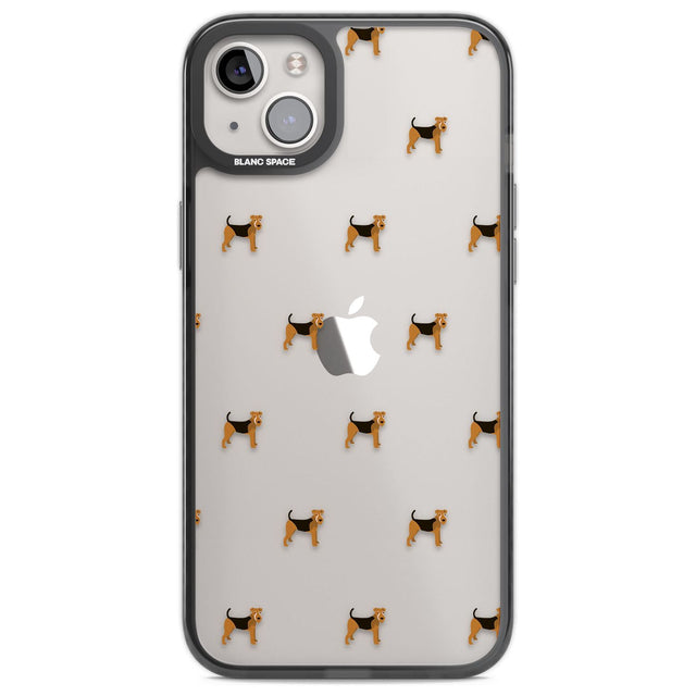 Airedale Terrier Dog Pattern Clear Phone Case iPhone 14 Plus / Black Impact Case Blanc Space