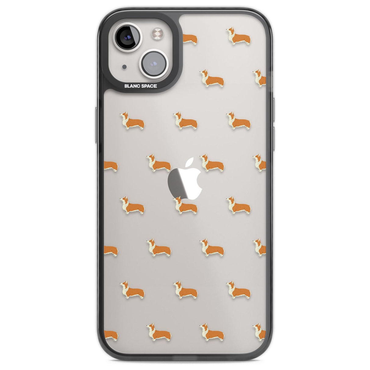 Pembroke Welsh Corgi Dog Pattern Clear Phone Case iPhone 14 Plus / Black Impact Case Blanc Space