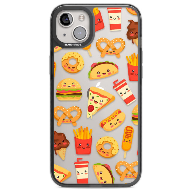 Fast Food Patterns Kawaii Fast Food Mix Phone Case iPhone 14 Plus / Black Impact Case Blanc Space