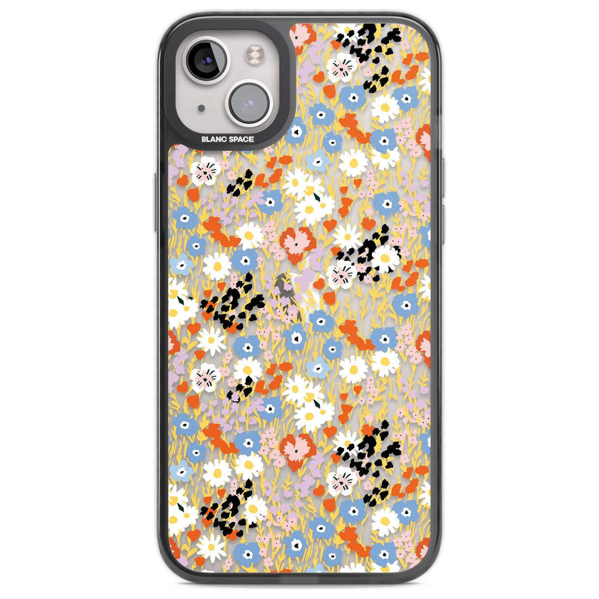 Busy Floral Mix: Transparent Phone Case iPhone 14 Plus / Black Impact Case Blanc Space