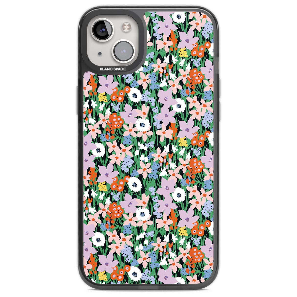Jazzy Floral Mix: Solid Phone Case iPhone 14 Plus / Black Impact Case Blanc Space