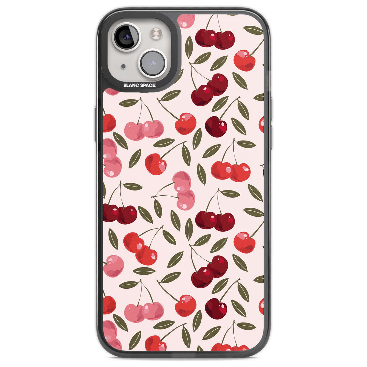 Fruity & Fun Patterns Cherries Phone Case iPhone 14 Plus / Black Impact Case Blanc Space