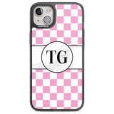 Personalised Monogrammed Pink Check Phone Case iPhone 14 Plus / Black Impact Case Blanc Space